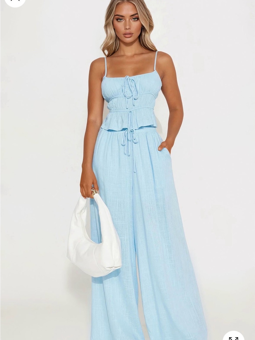 Light Blue Wide-Leg pant  Set